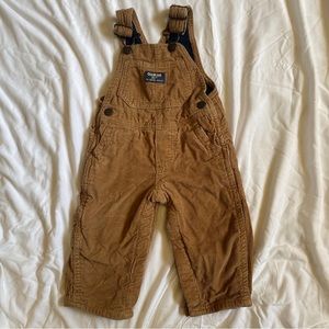 Oshkosh B’Gosh Corduroy Overalls Kids Size 9 Months Brown Retro Pockets